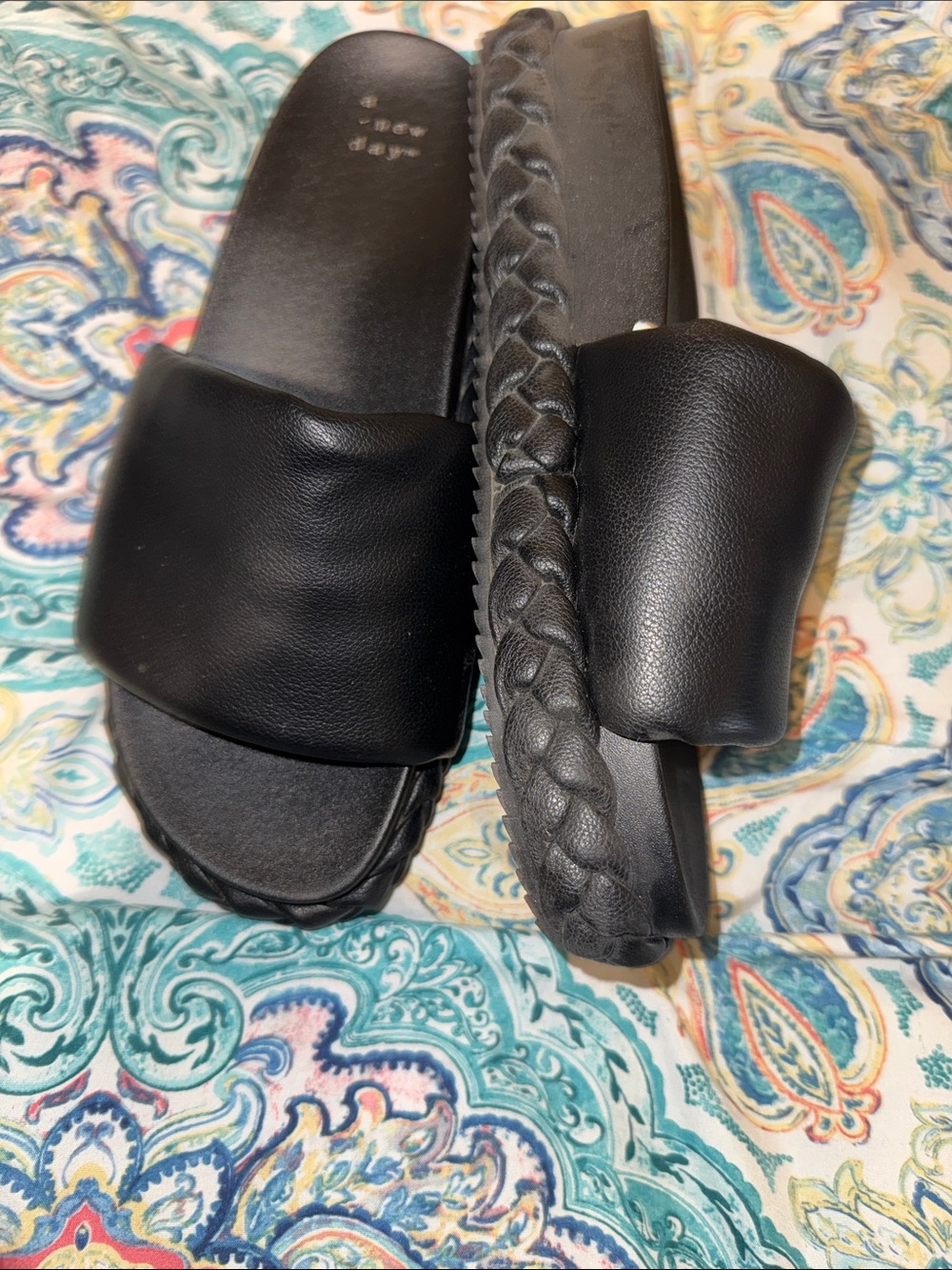 a new day Black Padded Slide Sandal with Wide Strap - Picture 4 of 5